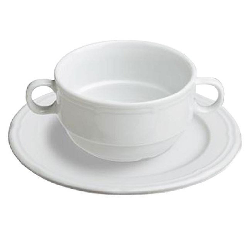 Cana pentru supa Tognana Ouverture cu doua manere si farfurie, portelan