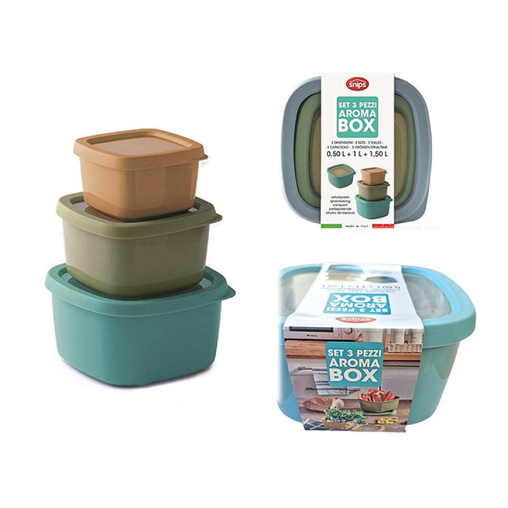Set containere alimentare Aroma Box Multicolor 3cutii(0.5l/1l/1.5l)