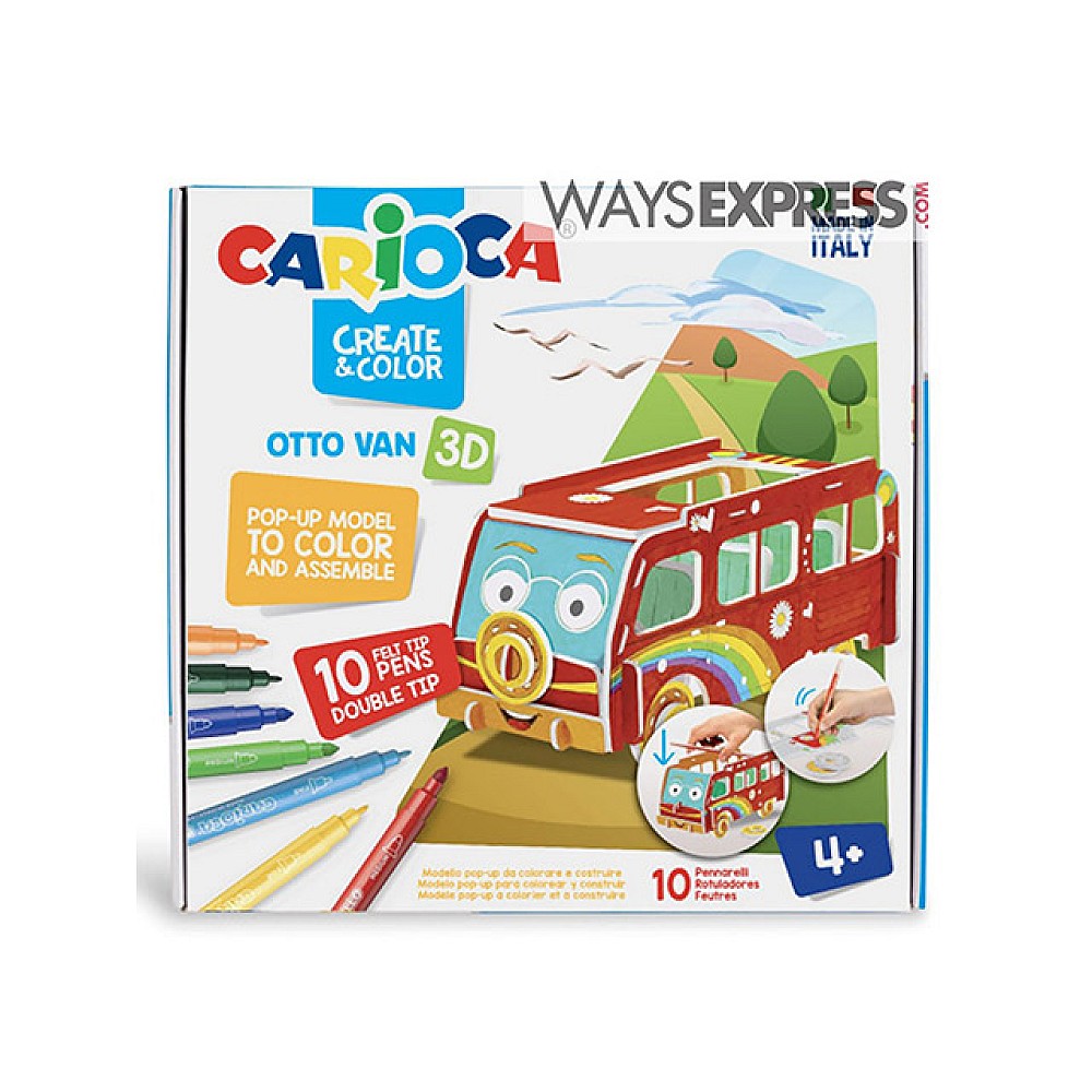 Set creativ Carioca Create&Color 3D-puzzle Otto Van cu carioci 10 buc