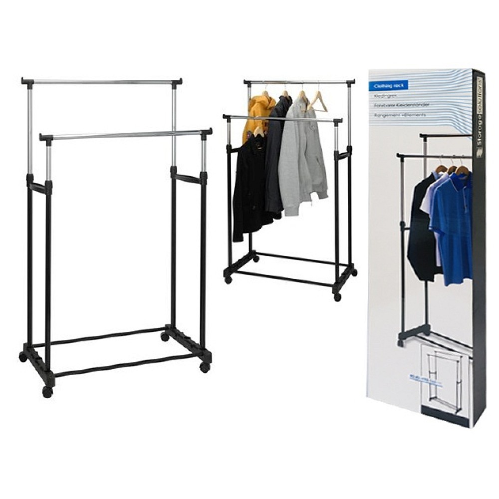 Cuier cu suport pe rotii 80X42cm H90-160cm Storage, 2 nivele 