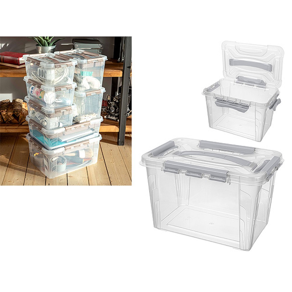 Container cu capac si prindere cu clame Grand box 6.65l, 29X19X18cm, gri