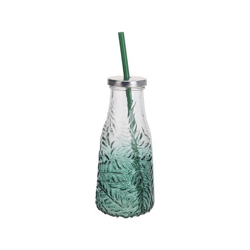 Sticla pentru bauturi cu pai EH 0.4l, H18cm, design palmier