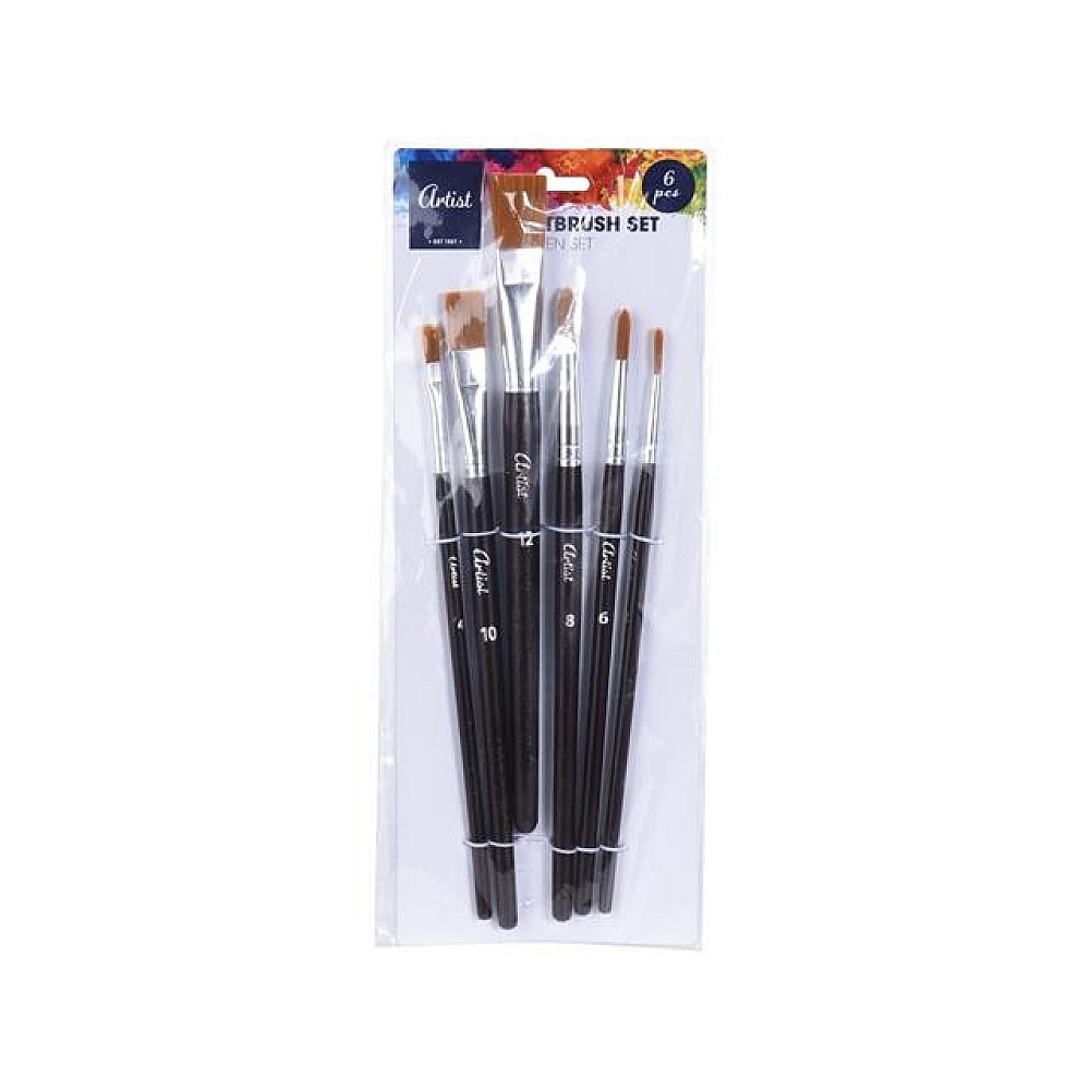 Set pensule pentru desen Artist 6buc, maner din lemn