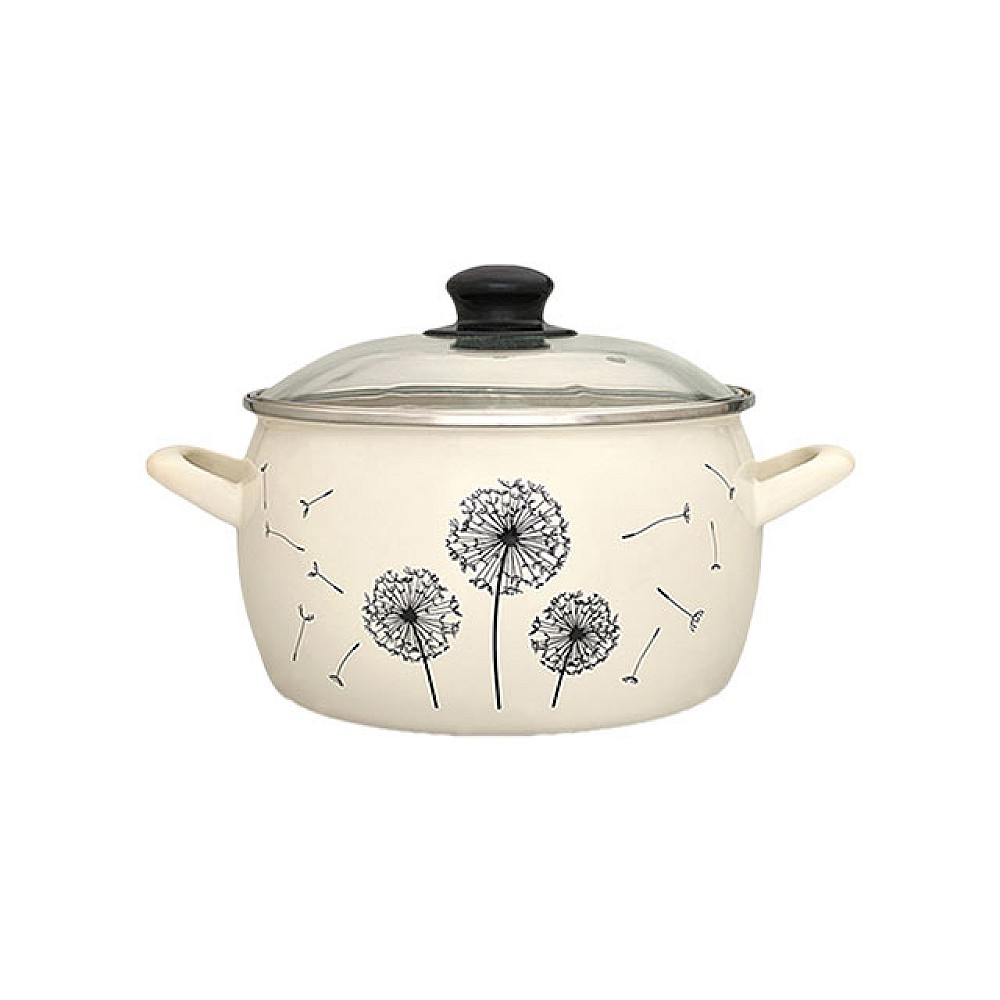Cratita emailata Papadie 22cm, 5.7l, capac din sticla