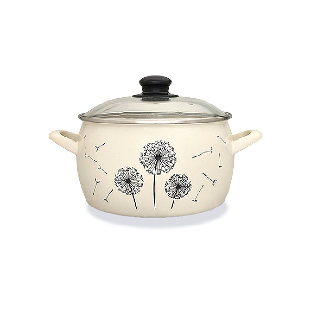 Cratita emailata Papadie 24cm, 7.9l, capac din sticla