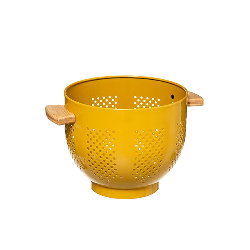 Strecuratoare metalic Five D19X29cm cu manere bambus, galben