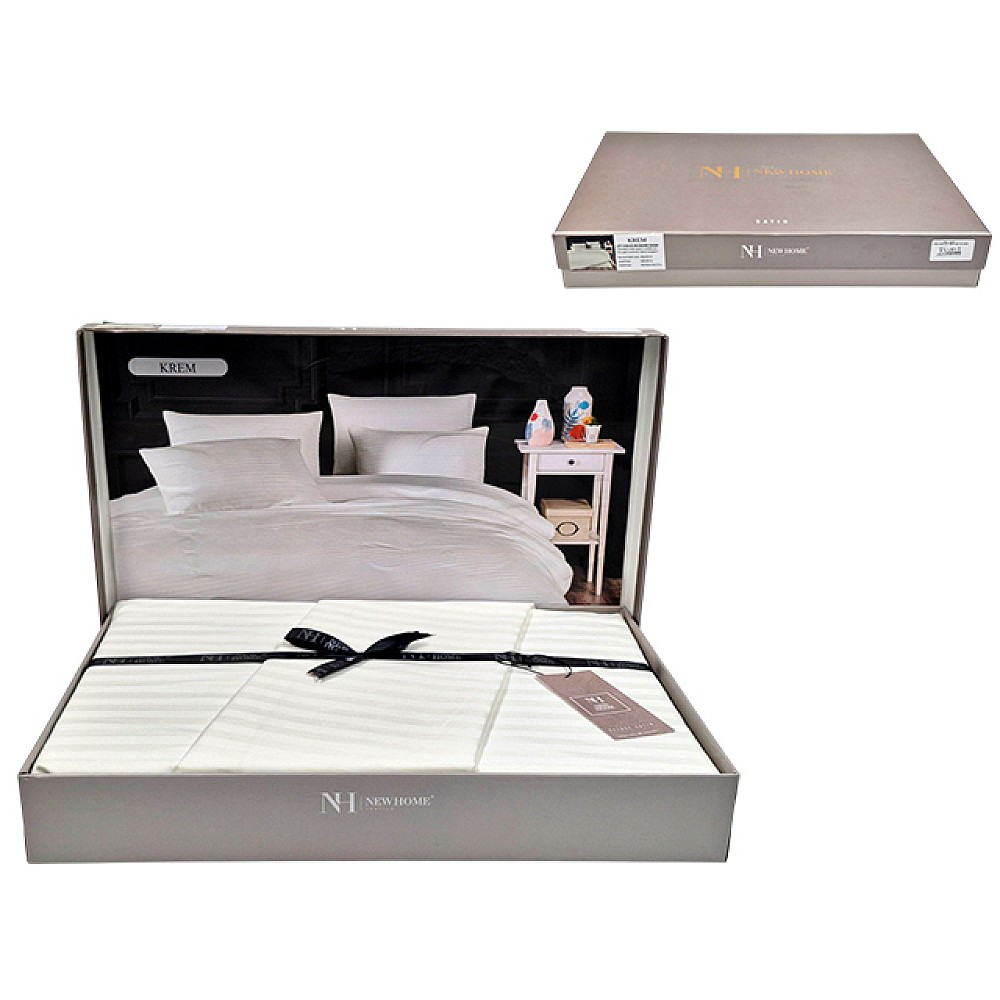 Lenjerie de pat Euro 2 NH Stripe Satin, crem