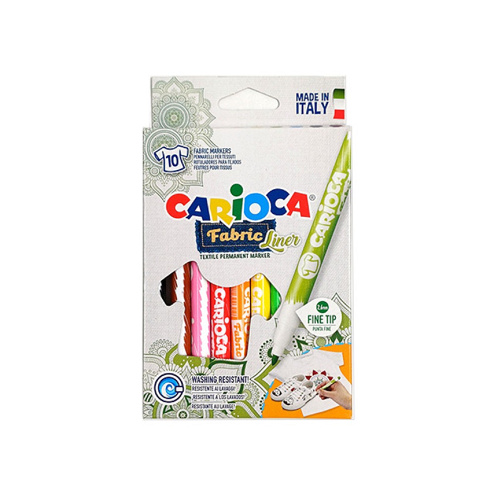 Set markere 10buc pentru textil Carioca Fabric Fineliner