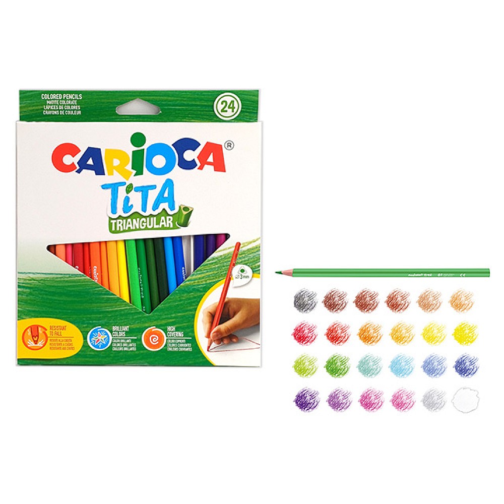 Set creioane colorate 24buc Carioca Tita Triangular