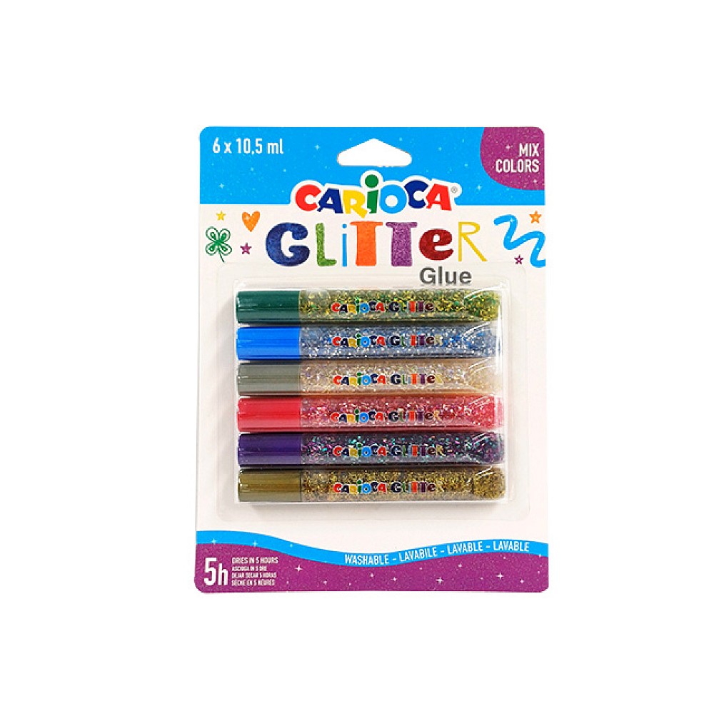 Clei cu glitter Carioca 6X10.5ml Mix