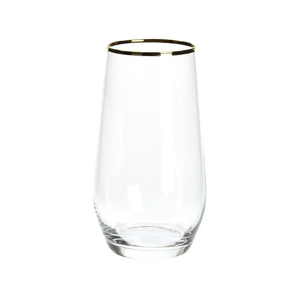 Pahar pentru bauturi Golden Rim 390ml, 14cm, sticla