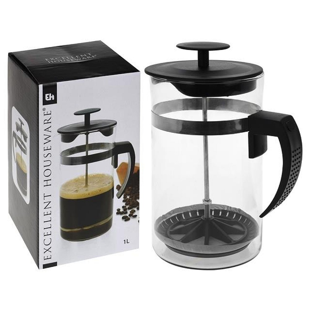 Ceainic pentru infuzie cu pres EH 1l, 9X19cm, sticla/inox