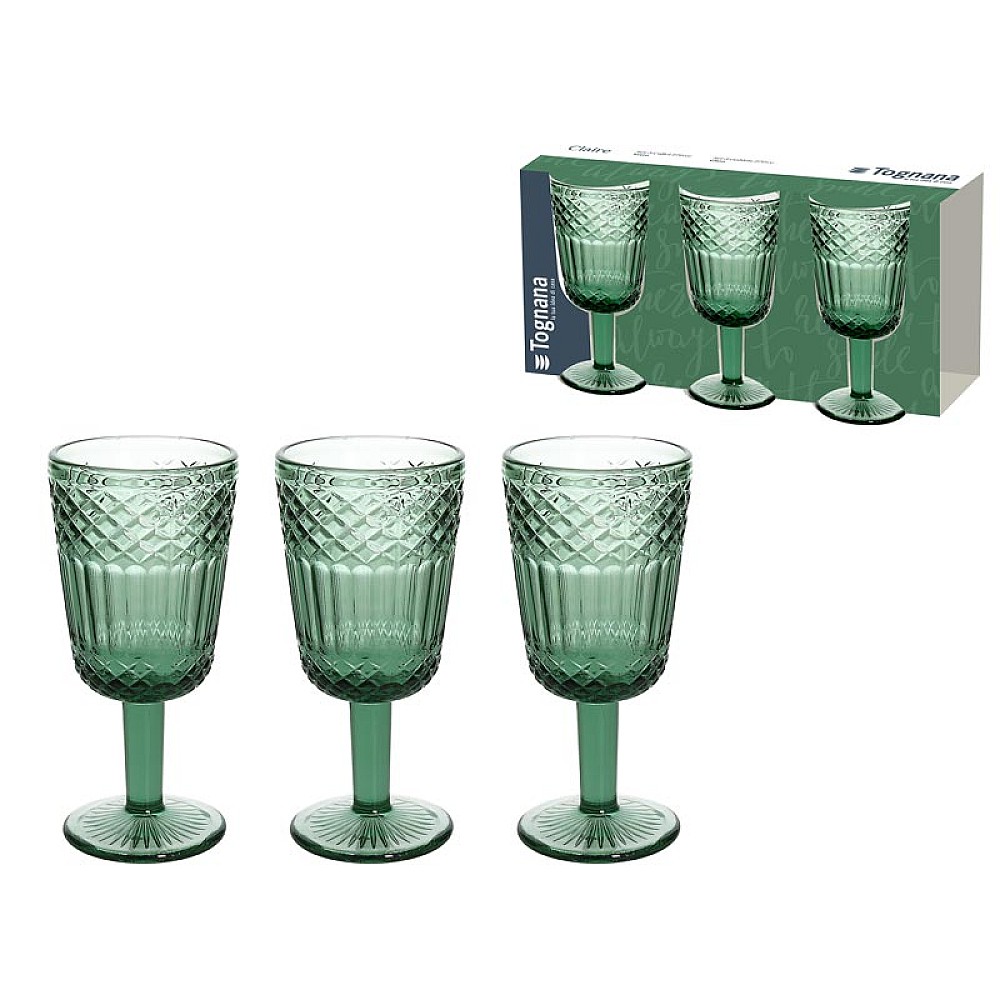 Set pocale pentru vin Tognana Claire 3 buc, 270 ml, verde