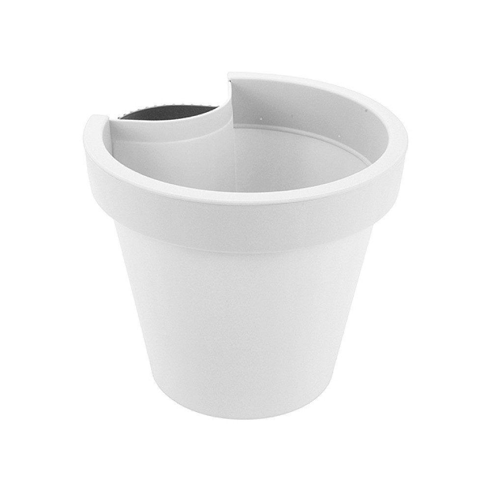 Ghiveci pentru flori cu orificiu pentru teava D24, H21cm, alb