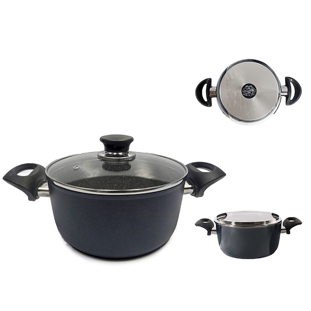 Cratita cu capac Ballarini Capri Granitium 20cm