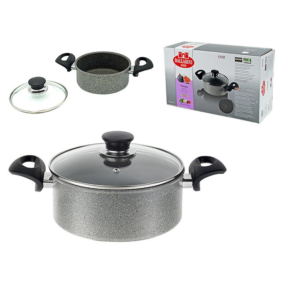 Cratita cu capac Ballarini Ferrara Granitium 16cm, 1.3l, inductie