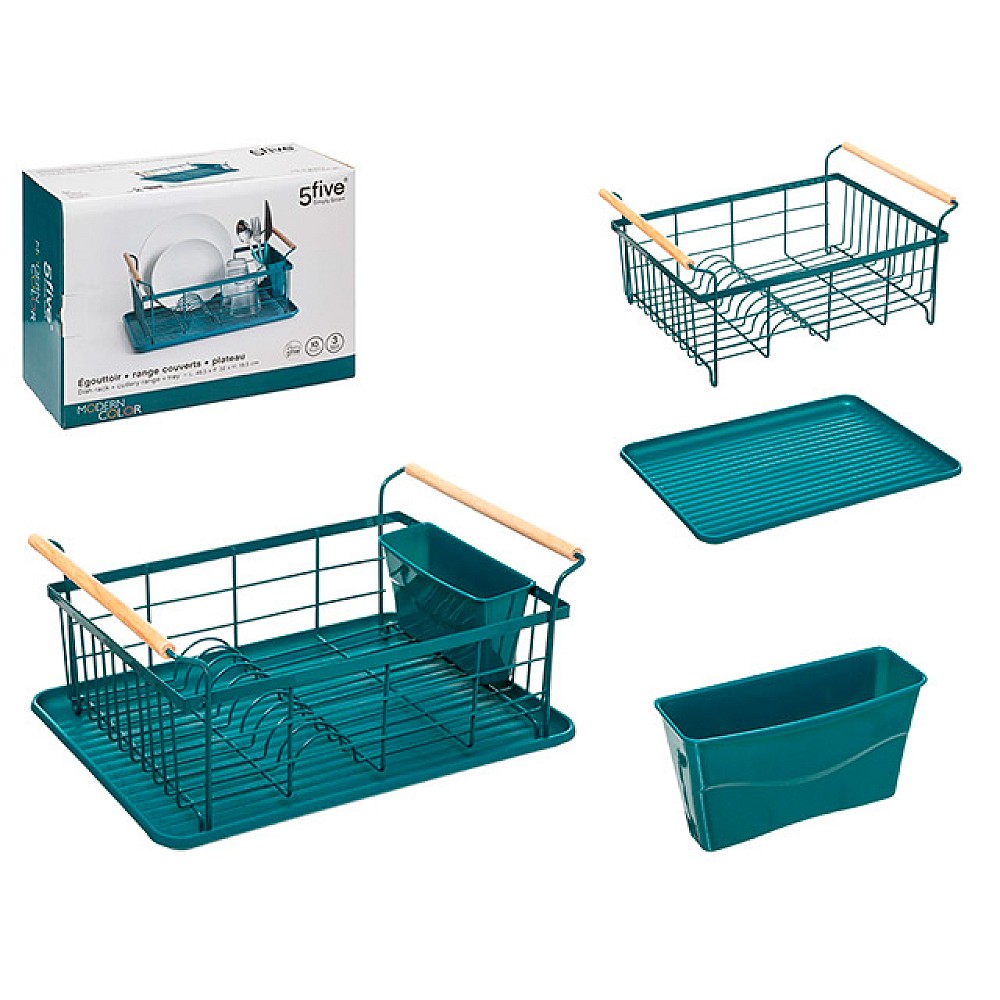 Uscator pentru vesela Five 46.5X32X20cm, suport, albastru