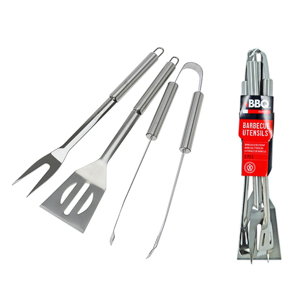 Instrumente pentru gratar BBQ 3unitați (spatula, furculita, cleste), inox