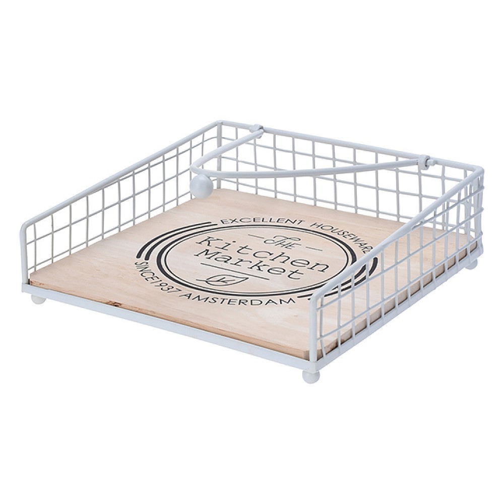 Suport penrtu servetele EH 18X18X5сm Vintage, alb, metal