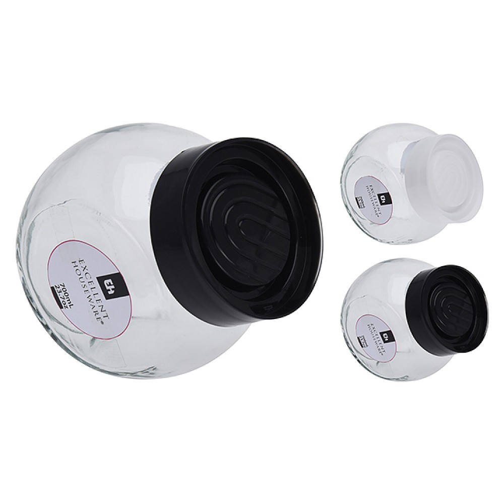 Borcan de sticla cu capac din plastic EH Pandora 0.7l, 13cm