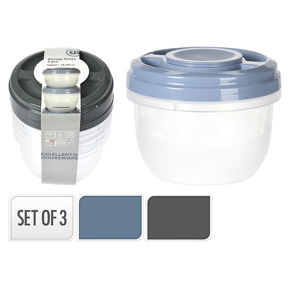 Set recipiente EH pastrare/congelare/cuptor cu microunde 3buc 0.5l