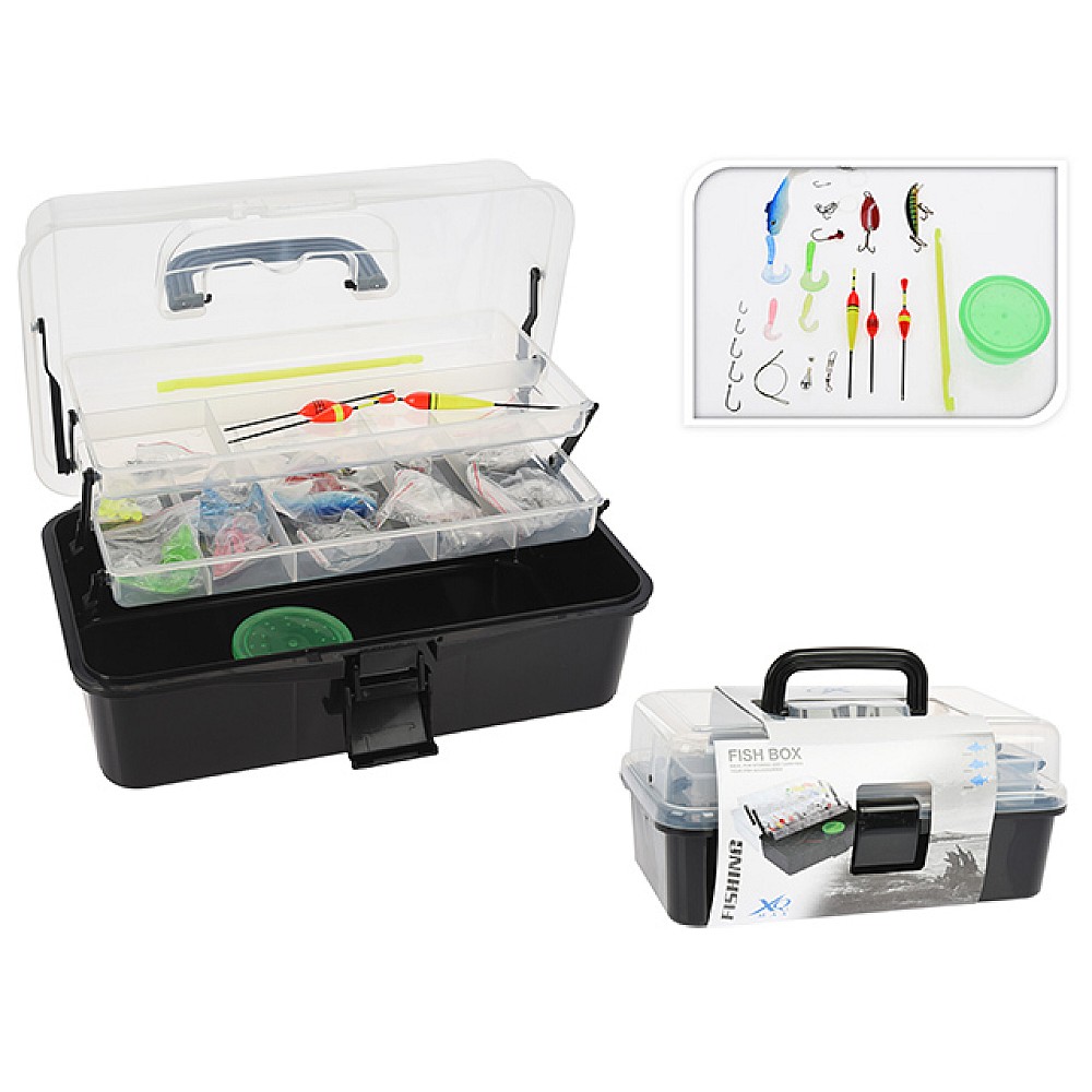 Set articole de pescuit + cutie-organizator 115pz
