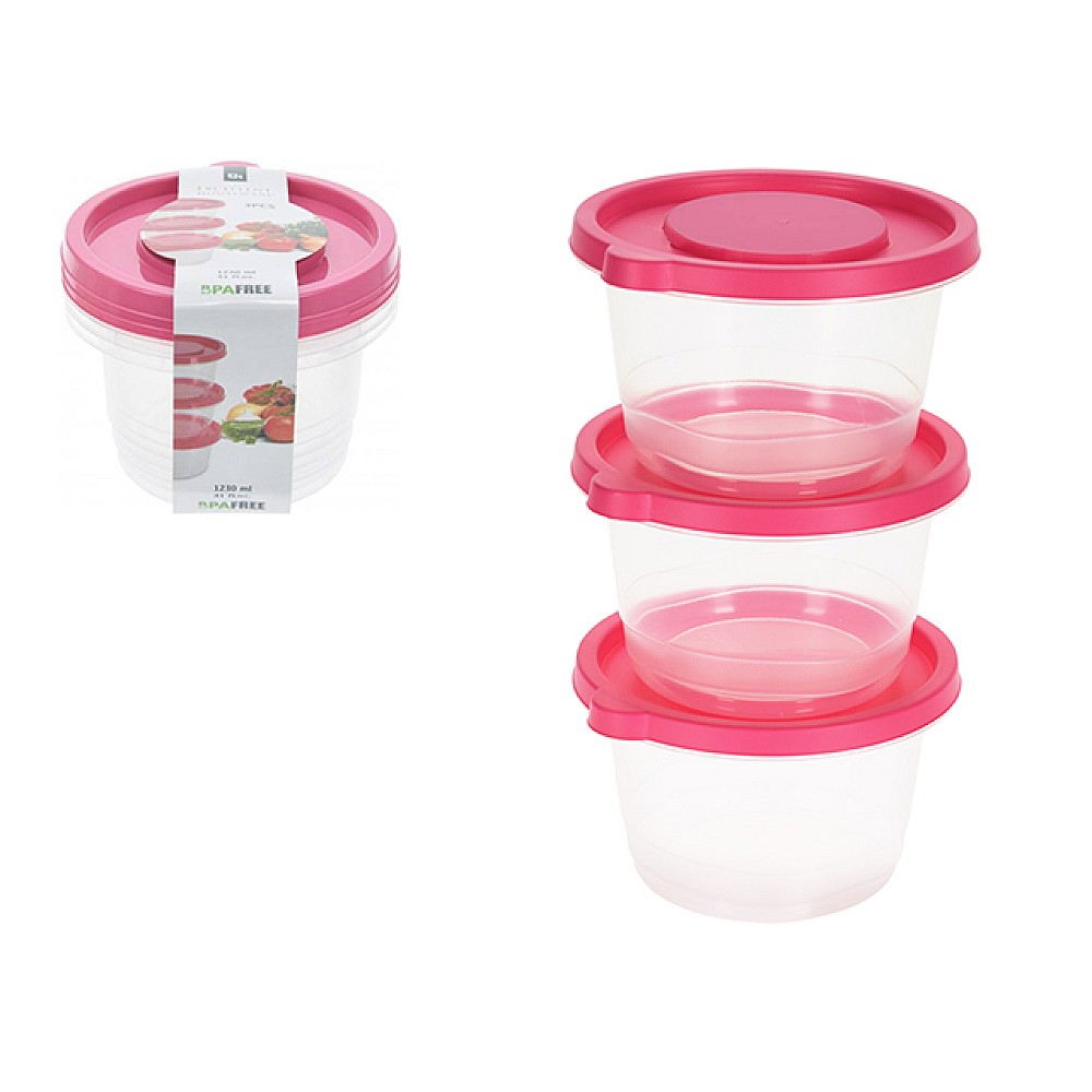 Set caserole pentru pastrare/inghetare/ microunde 3buc, 1.23l, rosu