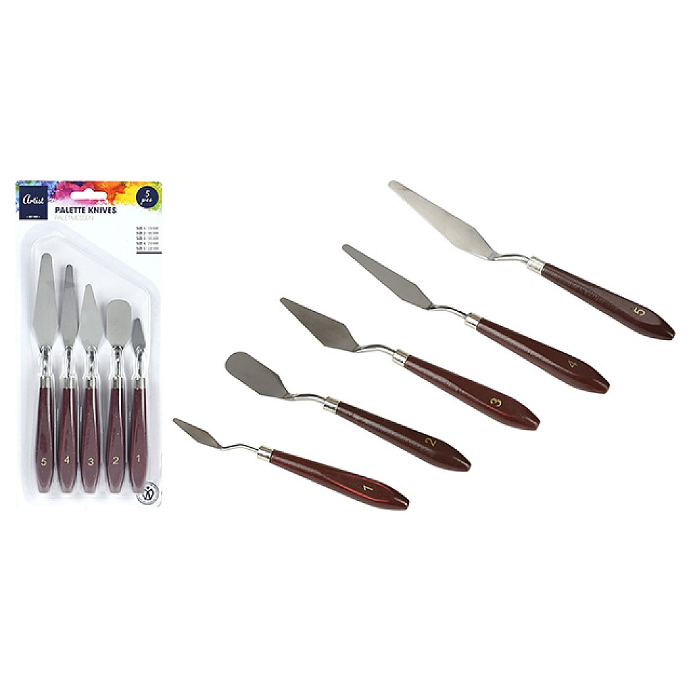 Set spatule de arta plastica Artist 5buc, maner din lemn