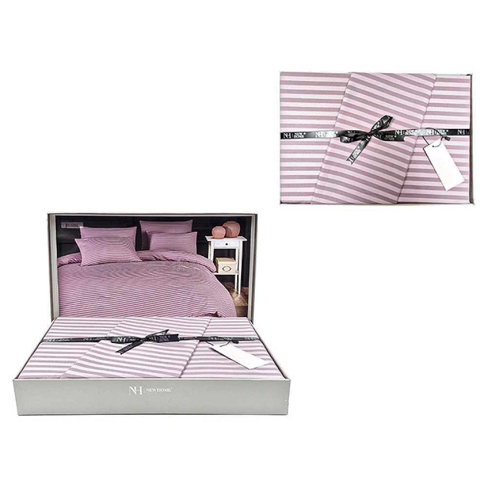 Lenjerie de pat Euro 2 NH Stripe Satin, roz