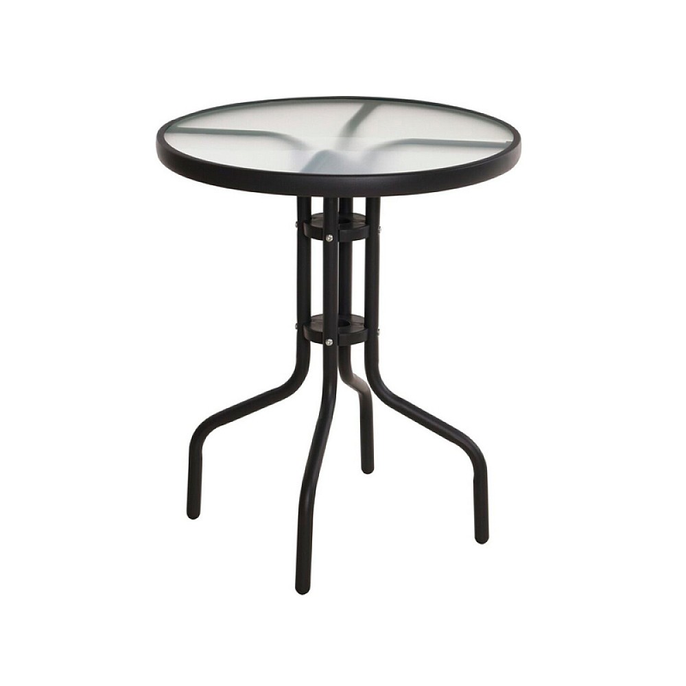 Masa metal/sticla, D60cm, H70cm