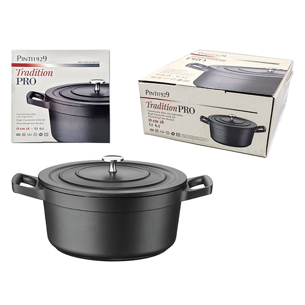 Cratita cu capac Prima Tradition Pro Black 28cm, 6.7l
