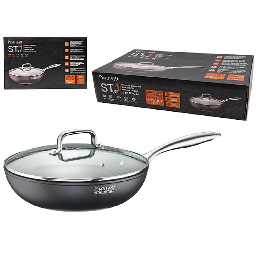Tigaie WOK Pinti St1 28cm, inductie, cu capac