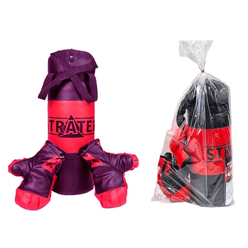 Set de box: manusi si para de box, rosu - negru