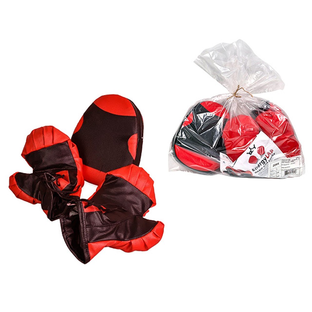 Set de box: manusi si palmare, rosu - negru