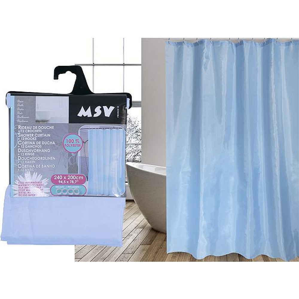 Perdea pentru dus 200X240cm MSV Bubbles, albastră, poliester