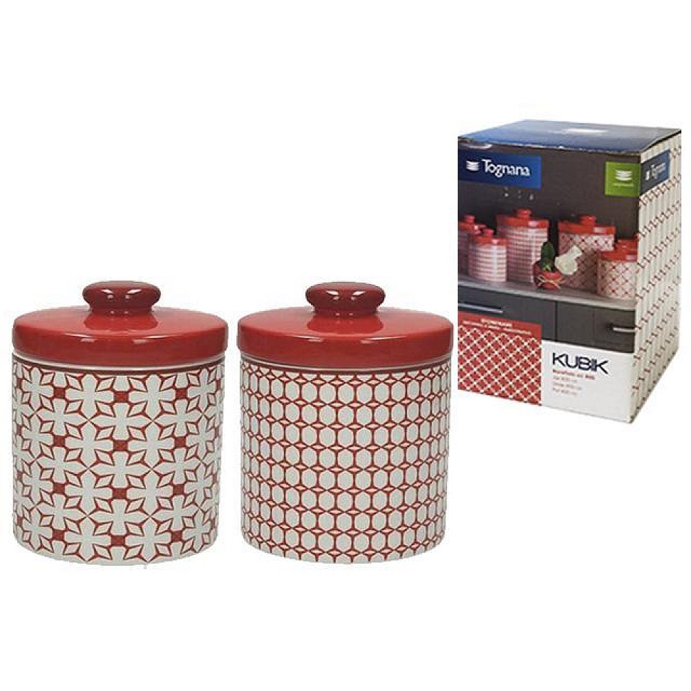 Recipient din ceramica 0.6l Tognana Kubik Rosso