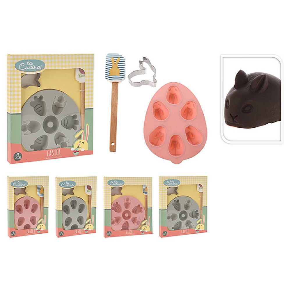 Forma pentru copt din silicon, spatula, taietor de prajituri