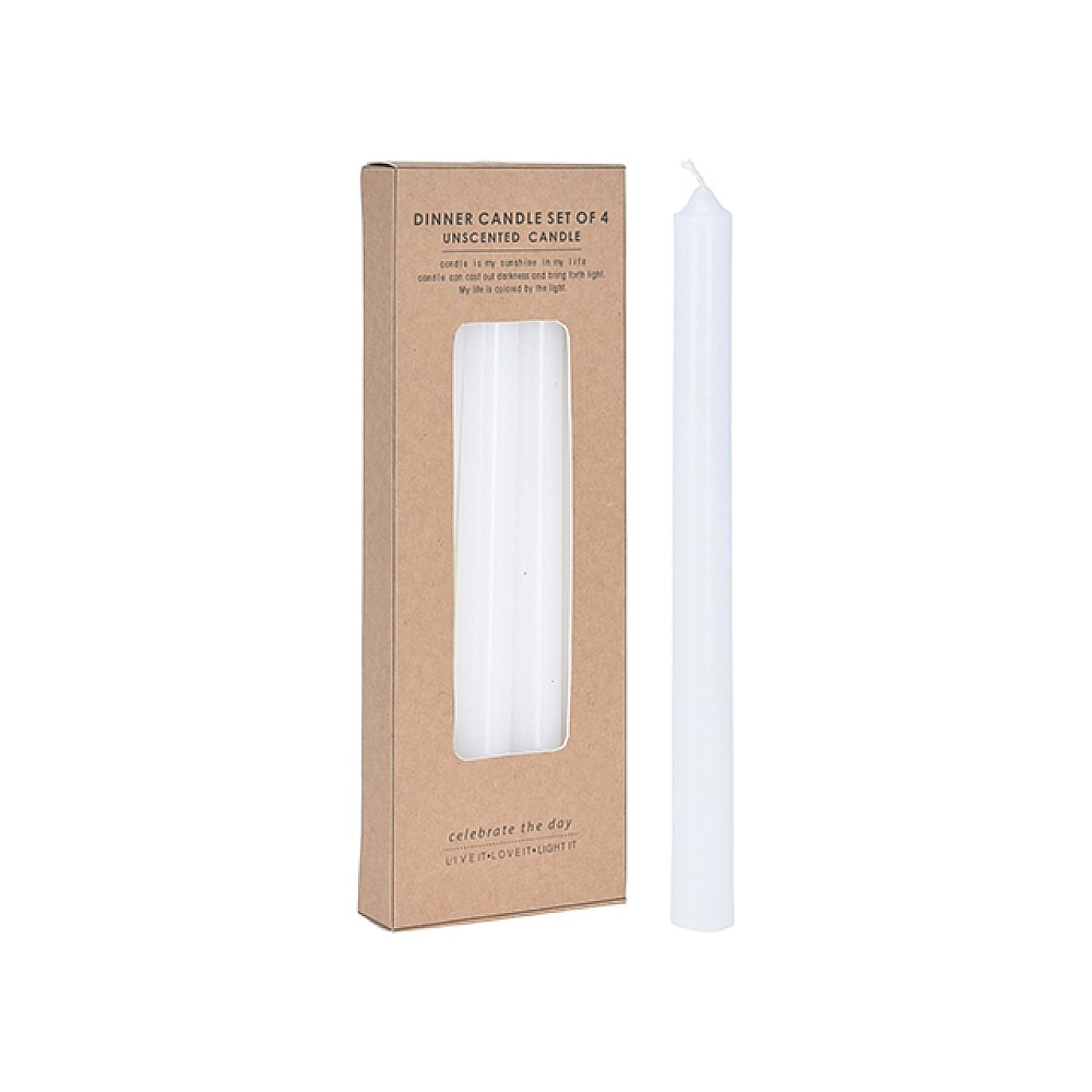 Set lumanari 4buc 25cm, albe