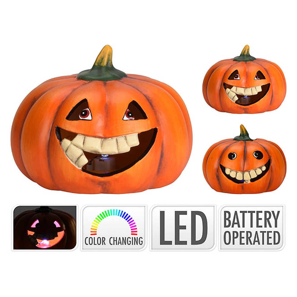 Suvenir Dovleac de Halloween LED 14X14cm, ceramica