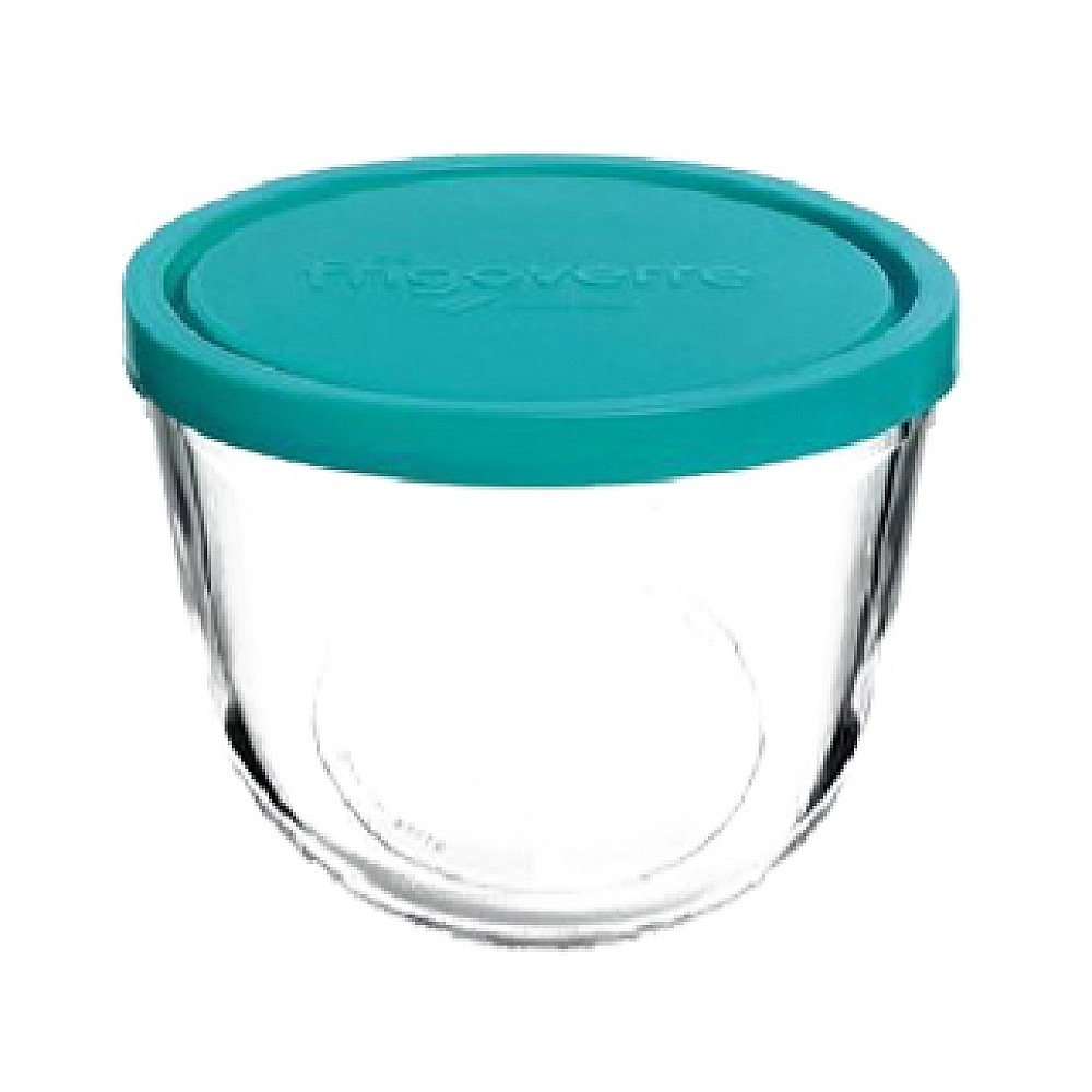 Recipient cu capac Frigovere 0,8L, sticlă, transparent/albastru 