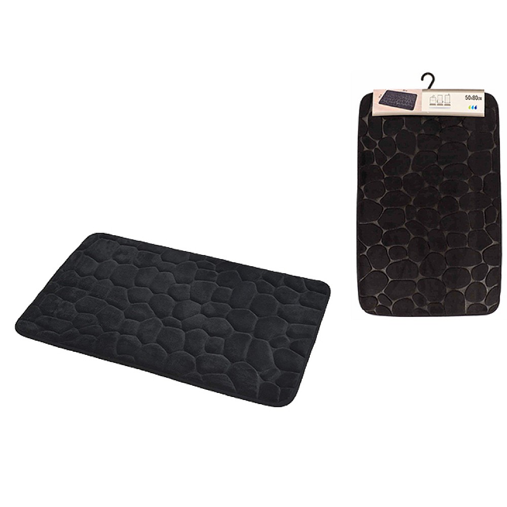 Covoras pentru baie Memory 50X80cm Tendance, poliester, negru
