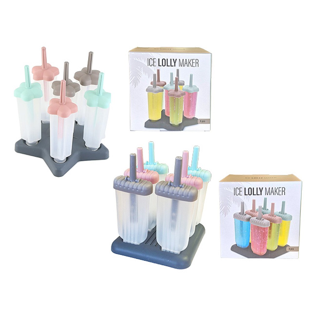 Set 6 forme pentru inghetata cu suport, plastic