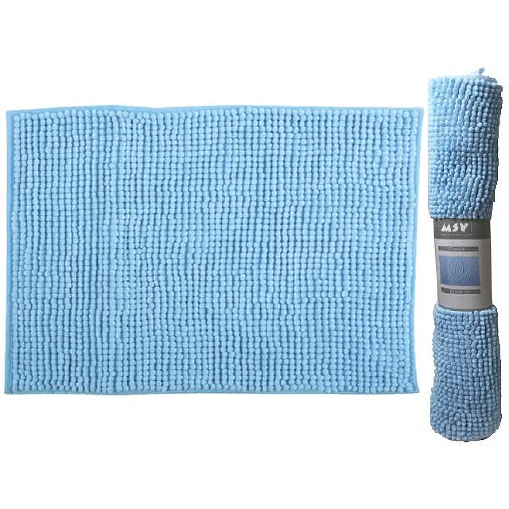 Covoras pentru baie 60X90cm MSV Chenille albastru, microfibra