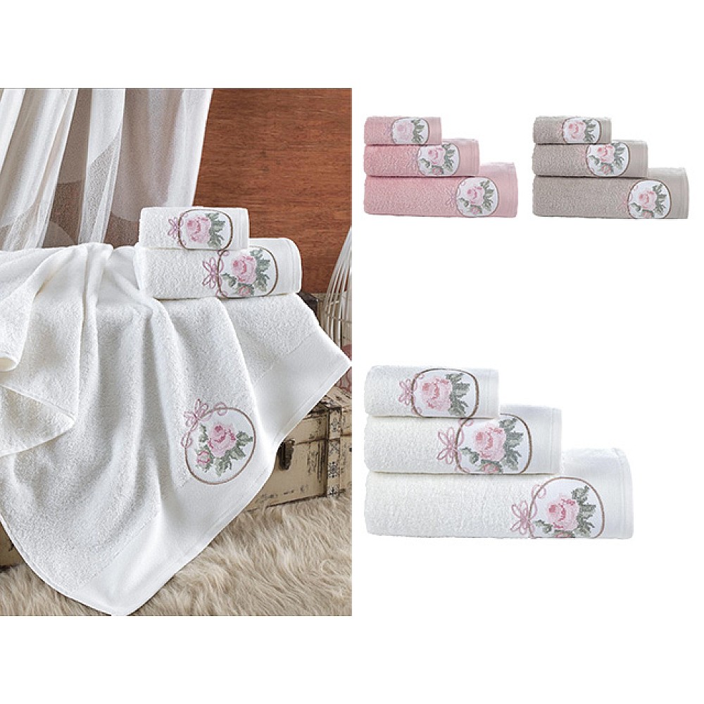 Set prosoape 3buc(30X50, 50X100, 70X140) cm Ellia Soft Sahika, bumbac, 3 culori