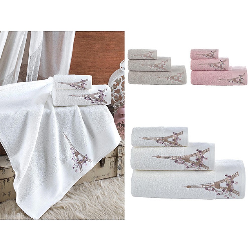 Set prosoape 3buc(30X50, 50X100, 70X140) cm Ellia Soft Eifel bumbac, 3 culori