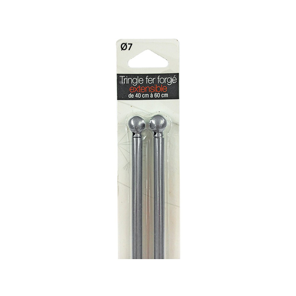 Tija glisanta pentru perdea 2buc, 40-60cm D7mm Luance, argintiu