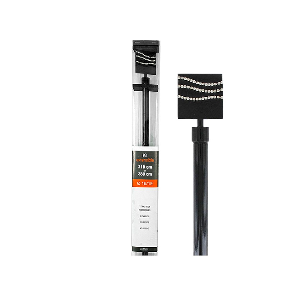 Tija glisanta pentru perdea 210-380cm D16/19mm Luance, negru/strasuri