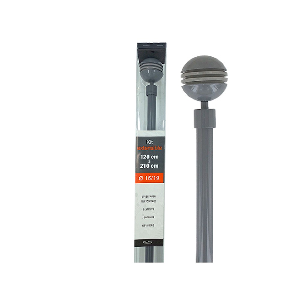 Tija glisanta pentru perdea 120-210cm D16/19mm Luance, gri inchis/zenit