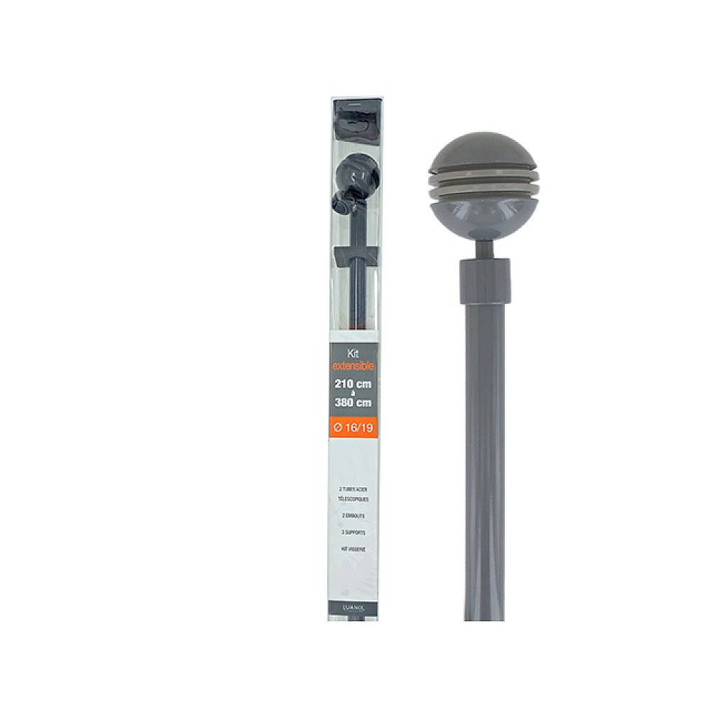 Tija glisanta pentru perdea 210-380cm D16/19mm Luance, gri inchis/zenit