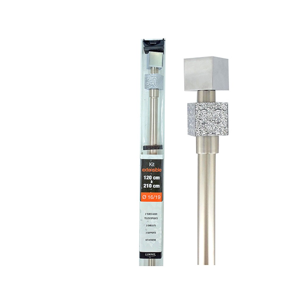 Tija glisanta pentru perdea 120-210cm D16/19mm Luance, argintie/cub